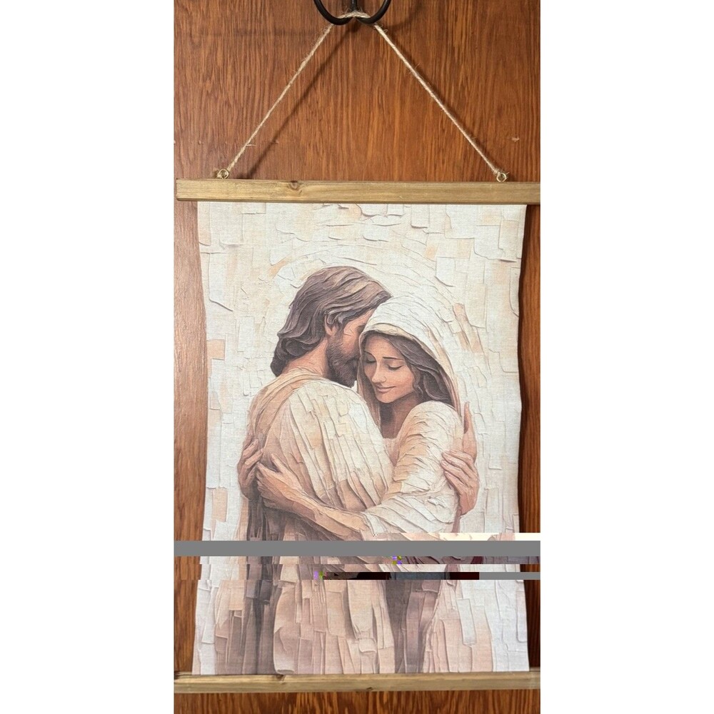 Wood Scroll Jesus Embracing Woman Canvas Wall Art Christian Hope Love Forgiven